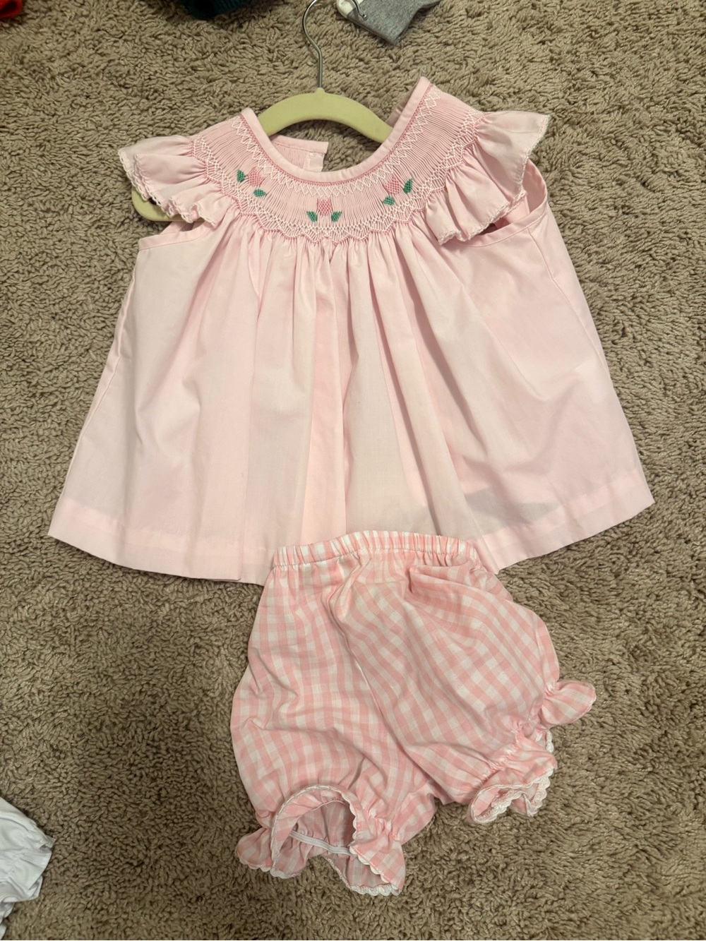 The Beaufort Bonnet Company Pink Smocked Top and Pink Gingham Bloomers Set
